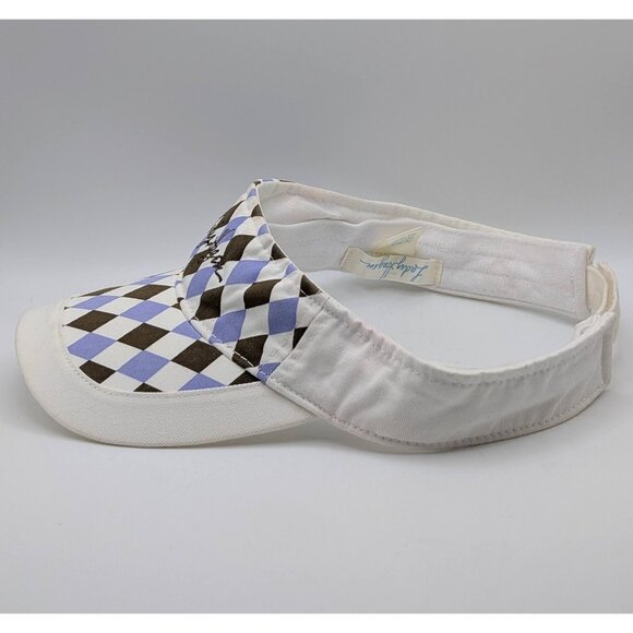 Lady Hagen Golf Visor Periwinkle Blue & Brown Argyle Print Adjustable Strap Hat - Picture 3 of 3